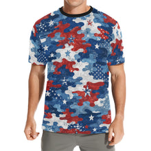 Load image into Gallery viewer, Distressed American Flag Camo Pattern Men's All Over Print Crew Neck T-Shirt
