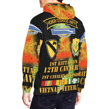 Load image into Gallery viewer, Men's All Over Print Hoodie (USA Size) (Model H13) - 1st Battalion, 12th Cav - SSI - DUI - MAP VN SVC