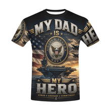 Load image into Gallery viewer, My dad is my Hero - Navy Men's All Over Print Crew Neck T-Shirt