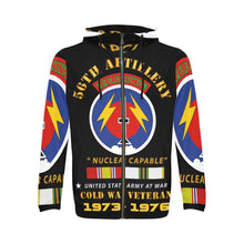 Load image into Gallery viewer, 56th Artillery - Pershing - Nuclear Capable w COLD Svc Medals Men's All Over Print Full Zip Hoodie