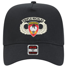 Load image into Gallery viewer, Baseball Cap - Airborne Badge - 555th Parachute Infantry Bn - SSI w Triple NicklesTab X 300