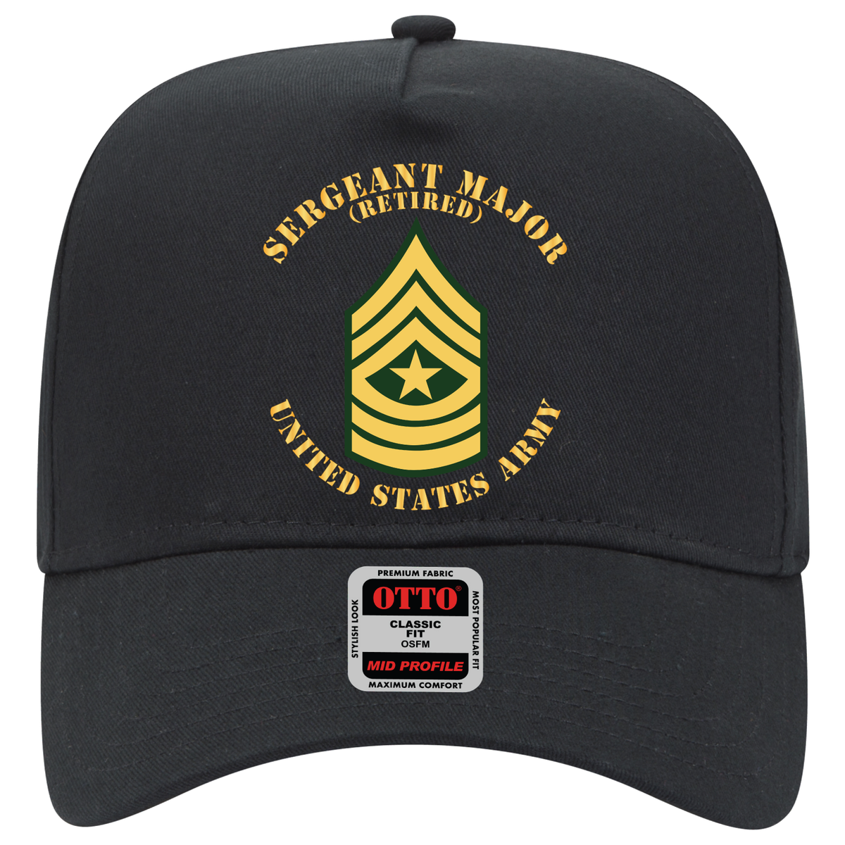 Baseball Cap - Army - Sergeant Major - SGM - Retired - Flat X 300