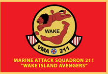 Load image into Gallery viewer, Rectangle Flags - Govt - USMC - WAKE VMA 211 - Flag Background and Gold Fringe w Txt X 300