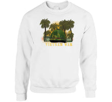 Load image into Gallery viewer, Vietnam Era Helmet Cover - Band - Front - War Is Hell W Jungle - Fire W Txt X 300 Classic T Shirt, Crewneck Sweatshirt, Hoodie, Long Sleeve