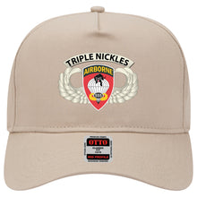 Load image into Gallery viewer, Baseball Cap - Airborne Badge - 555th Parachute Infantry Bn - SSI w Triple NicklesTab X 300