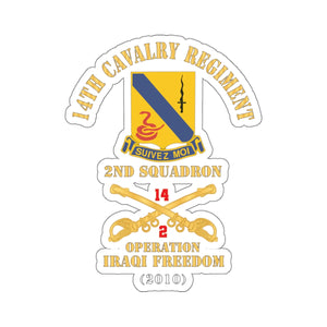 Kiss-Cut Stickers - Army - 14th Cavalry Regiment w Cav Br - 2nd Squadron - Operation Iraqi Freedom - 2010 - Red Txt X 300