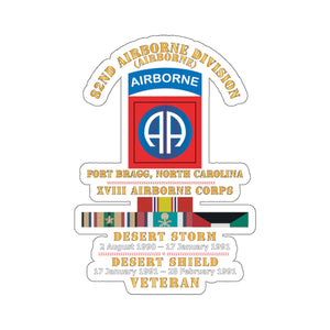 Kiss-Cut Stickers - Army - 82nd Airborne Division - XVIII Airborne Corps - Desert Storm, Desert Shield Veteran X 300
