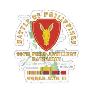 Kiss-Cut Stickers - Army - Battle for Philippines - 99th Field Artillery Battalion w PAC - PHIL SVC X 300