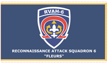 Load image into Gallery viewer, Rectangle Flags - Reconnaissance Attack Squadron 6 (RVAH-6) - Navy - True Navy Blue Flag Background and Gold Fringe - w Insignia TXT X 300