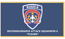 Load image into Gallery viewer, Rectangle Flags - Reconnaissance Attack Squadron 6 (RVAH-6) - Navy - True Navy Blue Flag Background and Gold Fringe - w Insignia TXT X 300