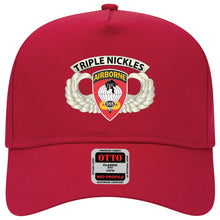Load image into Gallery viewer, Baseball Cap - Airborne Badge - 555th Parachute Infantry Bn - SSI w Triple NicklesTab X 300