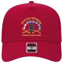 Load image into Gallery viewer, Baseball Cap - Buffalo Soldiers - Infantry - Cavalry Guidons w Buffalo Head - US Army X 300