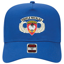 Load image into Gallery viewer, Baseball Cap - Airborne Badge - 555th Parachute Infantry Bn - SSI w Triple NicklesTab X 300