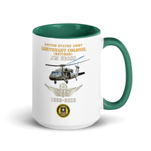 Load image into Gallery viewer, White Ceramic Mug with Color Inside - Army - US Army - LTC Jim Gross - Retired - Aviator Helmet UH 60 Blackhawk - Soldier for Life - 1966-2003 - V1 X 300