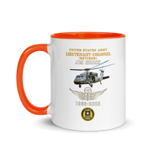Load image into Gallery viewer, White Ceramic Mug with Color Inside - Army - US Army - LTC Jim Gross - Retired - Aviator Helmet UH 60 Blackhawk - Soldier for Life - 1966-2003 - V1 X 300