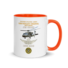 Load image into Gallery viewer, White Ceramic Mug with Color Inside - Army - US Army - LTC Jim Gross - Retired - Aviator Helmet UH 60 Blackhawk - Soldier for Life - 1966-2003 - V1 X 300