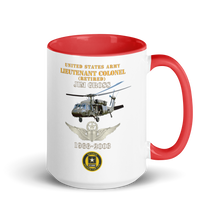 Load image into Gallery viewer, White Ceramic Mug with Color Inside - Army - US Army - LTC Jim Gross - Retired - Aviator Helmet UH 60 Blackhawk - Soldier for Life - 1966-2003 - V1 X 300