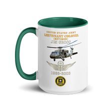 Load image into Gallery viewer, White Ceramic Mug with Color Inside - Army - US Army - LTC Jim Gross - Retired - Aviator Helmet UH 60 Blackhawk - Soldier for Life - 1966-2003 - V1 X 300