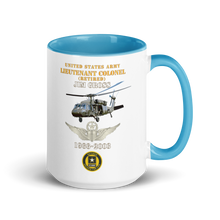 Load image into Gallery viewer, White Ceramic Mug with Color Inside - Army - US Army - LTC Jim Gross - Retired - Aviator Helmet UH 60 Blackhawk - Soldier for Life - 1966-2003 - V1 X 300