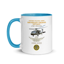 Load image into Gallery viewer, White Ceramic Mug with Color Inside - Army - US Army - LTC Jim Gross - Retired - Aviator Helmet UH 60 Blackhawk - Soldier for Life - 1966-2003 - V1 X 300
