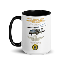 Load image into Gallery viewer, White Ceramic Mug with Color Inside - Army - US Army - LTC Jim Gross - Retired - Aviator Helmet UH 60 Blackhawk - Soldier for Life - 1966-2003 - V1 X 300