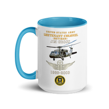 Load image into Gallery viewer, White Ceramic Mug with Color Inside - Army - US Army - LTC Jim Gross - Retired - Aviator Helmet UH 60 Blackhawk - Soldier for Life - 1966-2003 - V1 X 300