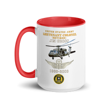 Load image into Gallery viewer, White Ceramic Mug with Color Inside - Army - US Army - LTC Jim Gross - Retired - Aviator Helmet UH 60 Blackhawk - Soldier for Life - 1966-2003 - V1 X 300