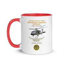 Load image into Gallery viewer, White Ceramic Mug with Color Inside - Army - US Army - LTC Jim Gross - Retired - Aviator Helmet UH 60 Blackhawk - Soldier for Life - 1966-2003 - V1 X 300
