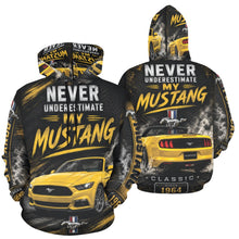 Load image into Gallery viewer, Yellow Mustang Tee — Vintage Muscle Car Men's All Over Print Hoodie (USA Size)