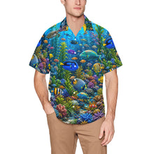 Load image into Gallery viewer, fishes with corals Men's All Over Print Hawaiian Shirt With Chest Pocket