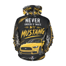 Load image into Gallery viewer, Yellow Mustang Tee — Vintage Muscle Car Men's All Over Print Hoodie (USA Size)