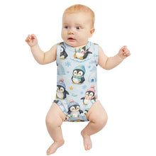 Load image into Gallery viewer, DTG 190gsm Cotton Baby Sleeveless Romper(All-Over Printing) - Penguin Winter Wonderland