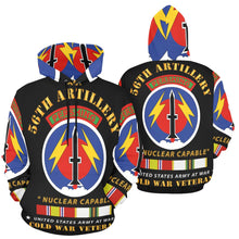 Load image into Gallery viewer, Men's All Over Print Hoodie (USA Size) (Model H13) - 56th Artillery - Pershing - Nuclear Capable w COLD Svc Medals