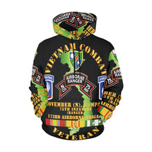 Load image into Gallery viewer, Men's All Over Print Hoodie (USA Size) (Model H13) - Vietnam Combat Veteran - N Co 75th Inf Ranger - 173rd Abn Bde