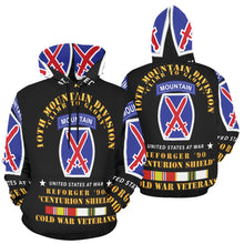 Load image into Gallery viewer, Men's All Over Print Hoodie (USA Size) (Model H13) - 10th Mountain Division - Climb to Glory - REFORGER 90, CENTURION SHIELD - COLD