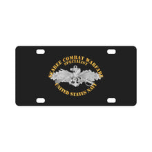 Load image into Gallery viewer, Seabee Combat Warfare Spec Badge - EM w Txt Classic License Plate