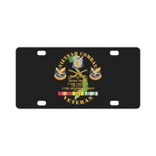 Load image into Gallery viewer, Army - Vietnam Combat Cavalry Vet w Hotel Troop - 17th Air Cav - 17th Aviation Group DUI w SVC Classic License Plate