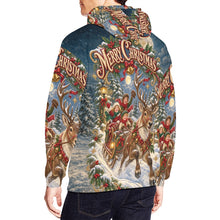 Load image into Gallery viewer, AOP Hoodie - Victorian Christmas Reindeer Sleigh Ride Men's All Over Print Hoodie (USA Size)