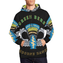 Load image into Gallery viewer, Men's All Over Print Hoodie (USA Size) (Model H13) - Emblem - SOF - Airborne Ranger - Green Beret