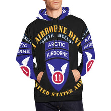 Load image into Gallery viewer, Men's All Over Print Hoodie (USA Size) (Model H13) - 11th Airborne Division - Arctic Angels w Arctic Tab