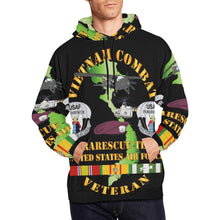 Load image into Gallery viewer, Men's All Over Print Hoodie (USA Size) (Model H13) - USAF - Vietnam Combat Veteran w Pararescue Huskie