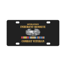 Load image into Gallery viewer, Army - Opn Inherent Resolve (OIR) SVC Bar w CAB - Combat Veteran, NDSM, OIR, GLT SVC X 300 Classic License Plate