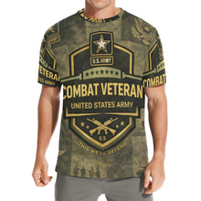 Load image into Gallery viewer, Men's All Over Print Crew Neck T-Shirt - Tribute Tee - United States Army Combat Veteran
