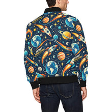 Load image into Gallery viewer, Retro Rocket Revolution Space Pattern Men's All Over Print Bomber Jacket