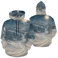 Load image into Gallery viewer, AOP Hoodie - Moonlit Victorian Christmas Snow Trail Men's All Over Print Hoodie (USA Size)
