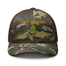 Load image into Gallery viewer, Camouflage trucker hat - Army - First Sergeant - Combat Veteran - Line