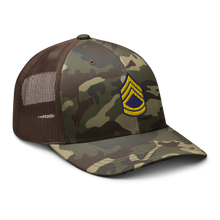 Load image into Gallery viewer, Camouflage trucker hat - Army - Enlisted - Sergeant First Class - SFC - Blue X 300