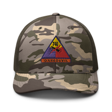Load image into Gallery viewer, Camouflage trucker hat - Army - 740thTank Battalion SSI - Daredevil w Name Tape