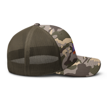 Load image into Gallery viewer, Camouflage trucker hat - Army - 740thTank Battalion SSI - Daredevil w Name Tape