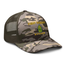 Load image into Gallery viewer, Camouflage trucker hat - Army - First Sergeant - Retired - Line